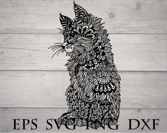 Cat mandala svg, animal zentangle svg, cat head svg, zentangle cat svg, cat mom svg