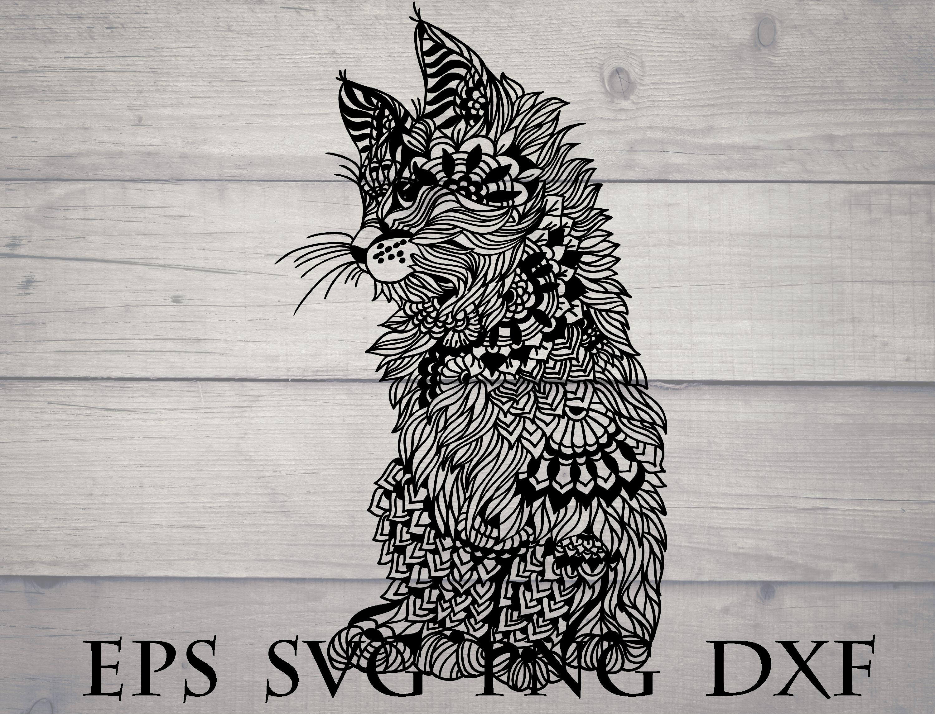 Cat Mandala Svg Animal Zentangle Svg Cat Head Svg Zentangle - Etsy