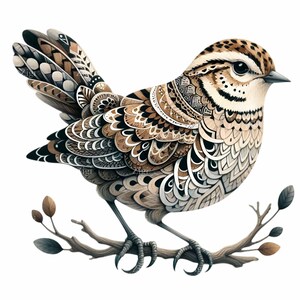 12 imágenes prediseñadas de aves folclóricas PNG: aves del bosque intrincadas PNG: diseño de arte popular para impresiones, decoración de paredes, manualidades naturales y proyectos de sublimación