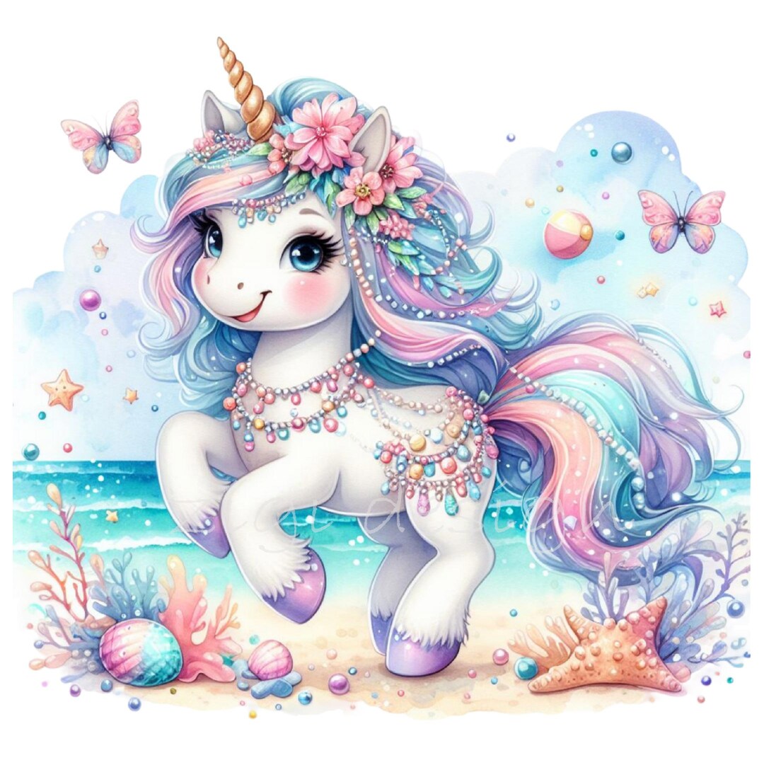 10 PNG Unicorn Clipart – Fantasy Pony With Pastel Mane Flowers
