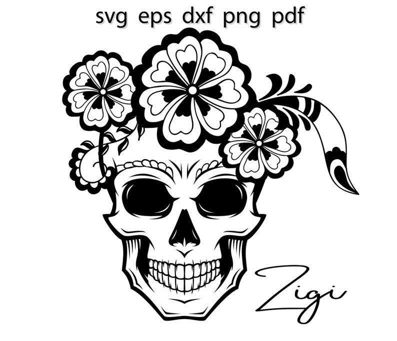 Floral skull svg Day of Dead svg flower crown svg sugar | Etsy