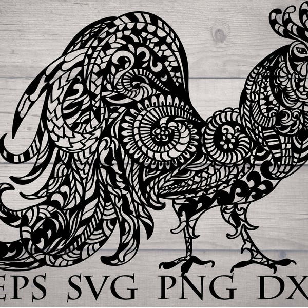 Zentangle rooster svg