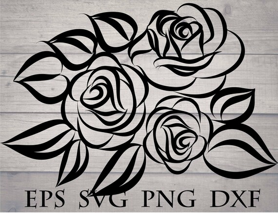 Download Rose Drawings Flower Pattern Svg Cut File Eps Dxf Png Etsy