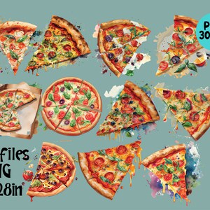 Watercolor Pizza Clipart PNG Sublimation - Etsy