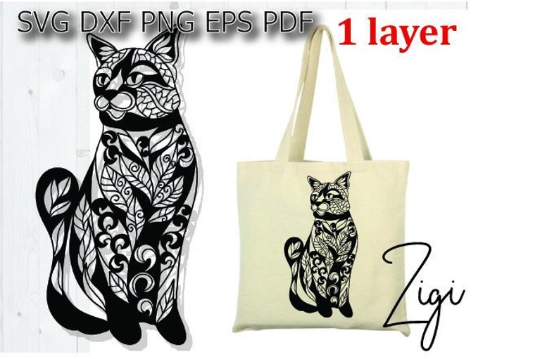 Download Cat mandala svg cat zentangle cat tote bag design cat t | Etsy