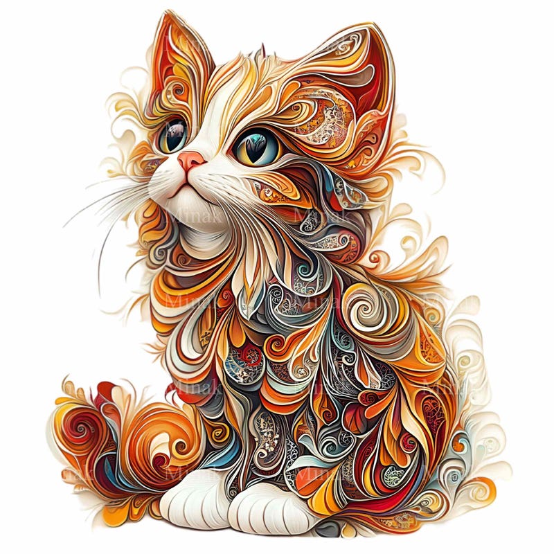 Abstract Cat Art - Etsy