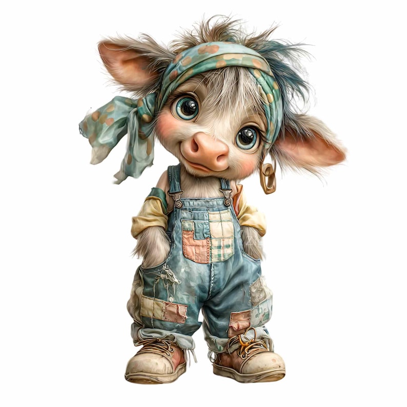 16 PNG Cute Baby Cow Clipart – Farm Animal PNG for Nursery Decor, Baby ...