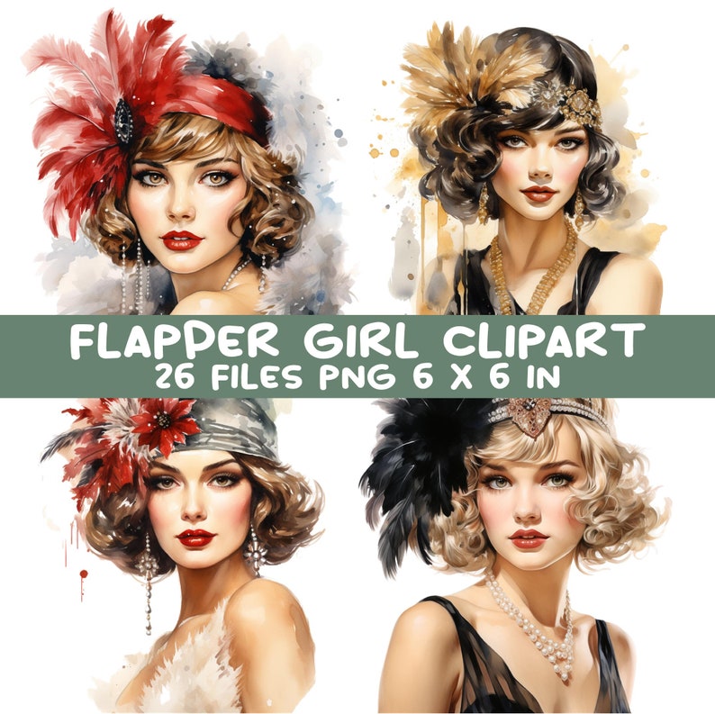 26 PNG 1920s Flapper Girl Clipart, Art Deco Women - Etsy
