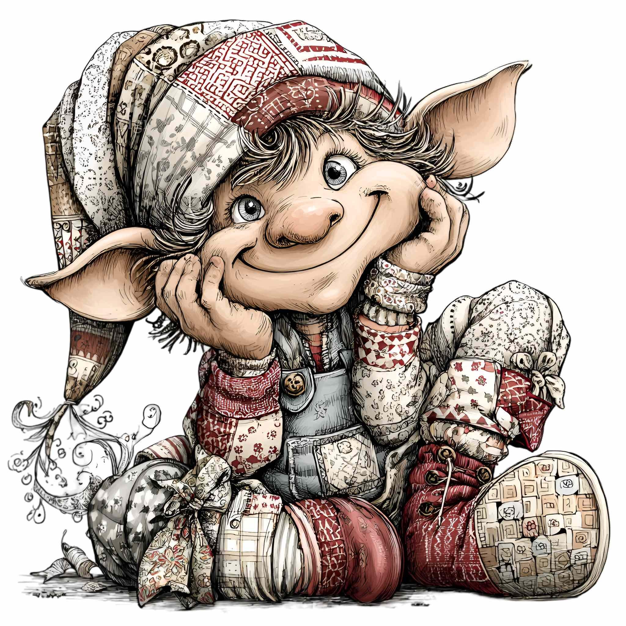12 PNG Patchwork Elf Clipart – Whimsical Christmas Gnome - Etsy