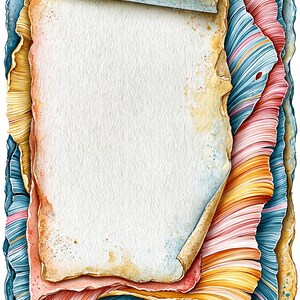 10 PNG Marco de pergamino con volantes en tonos pastel, borde de tarjeta de diario en blanco