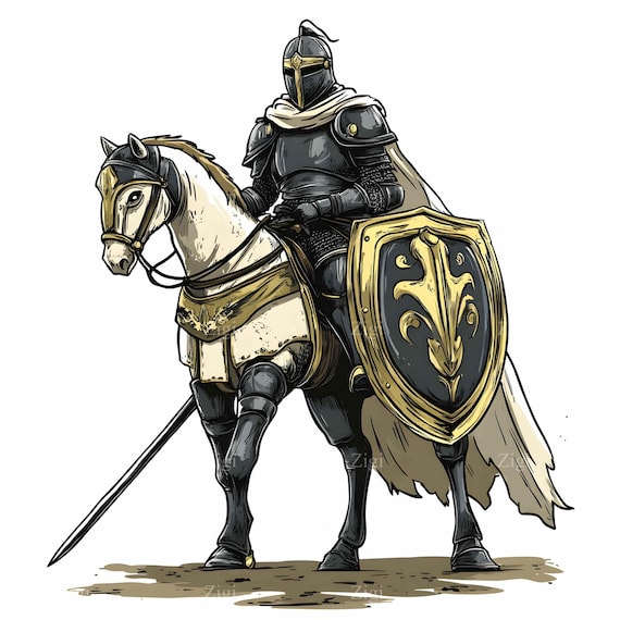19 JPG Knight on Horseback Clipart, Black Gold Art - Etsy Canada