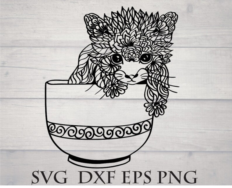 Download Cute kitten svg cat mandala svg floral cat svg png vector ...