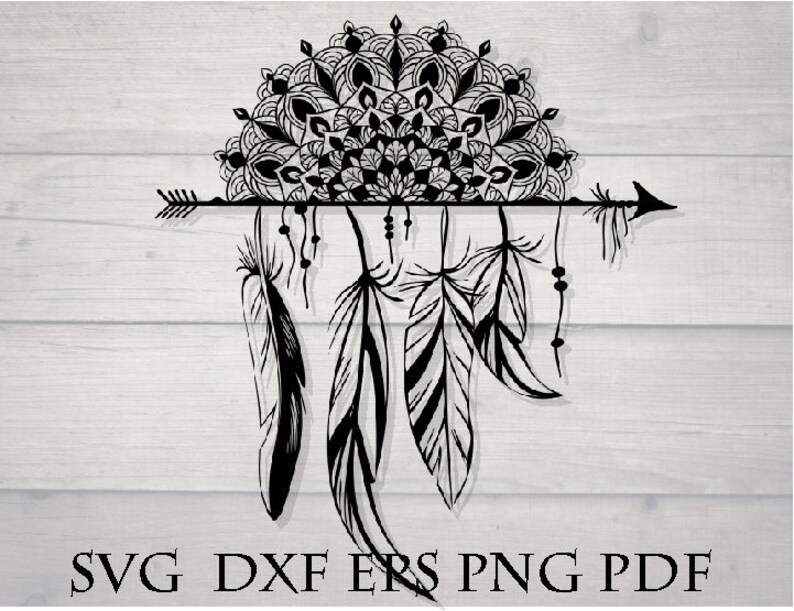 Download Boho feather svg half mandala svg | Etsy