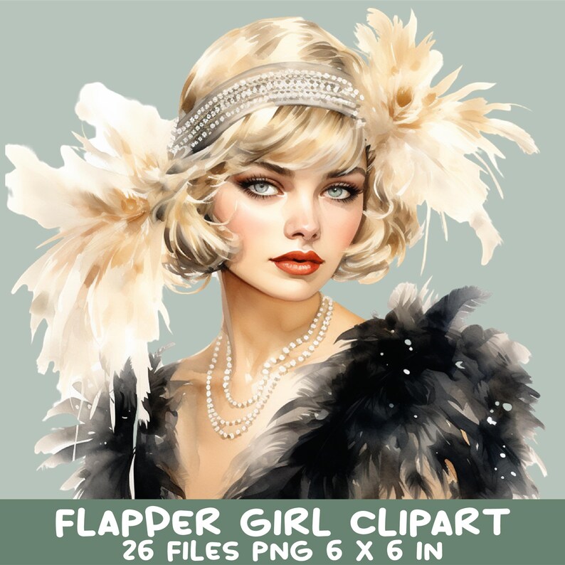 26 Flapper Girl Clipart PNG, 1920s Vintage Glam Art Deco Women, Roaring ...