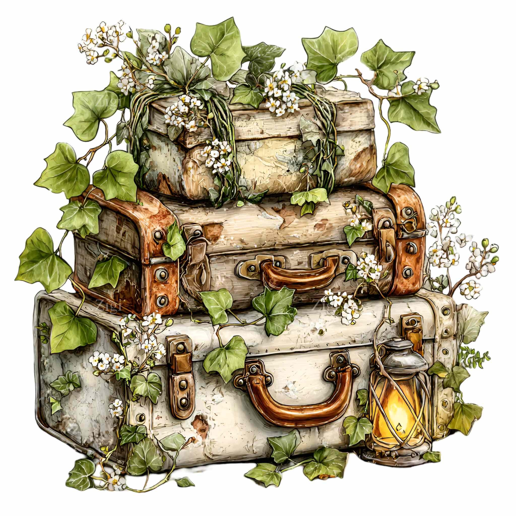 Sticker Drawings Rustic 12 PNG Rustic Gift Stack Clipart – Christmas Floral PNG Illustration ...