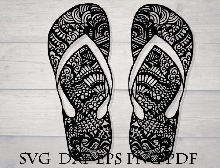 Zentangle Shoes Svg Flip Flop Mandala Stencil