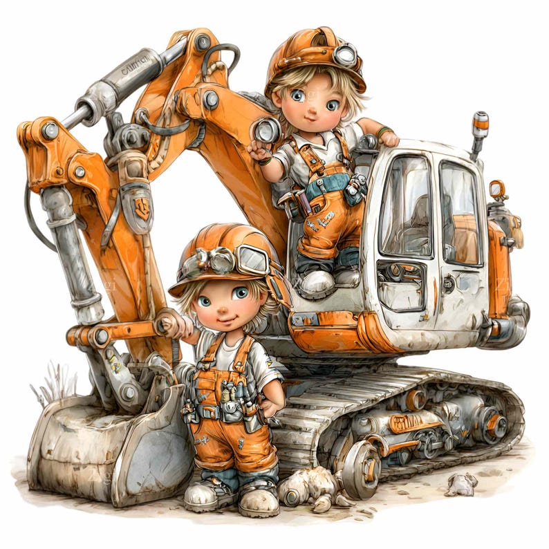 15 PNG Construction Kids Clipart – Excavator Children Illustration ...