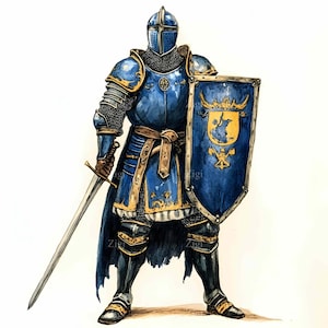 44 JPEG 青騎士クリップアート、盾を持った中世の戦士 JPEG、王室衛兵イラスト、鎧を着た騎士アート デジタル戦士画像をダウンロード