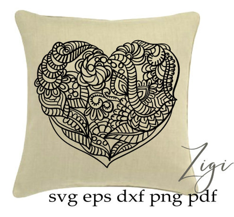 Download Zentangle Svg Mandala Svg Heart Mandala Svg Heart Svg Etsy PSD Mockup Templates
