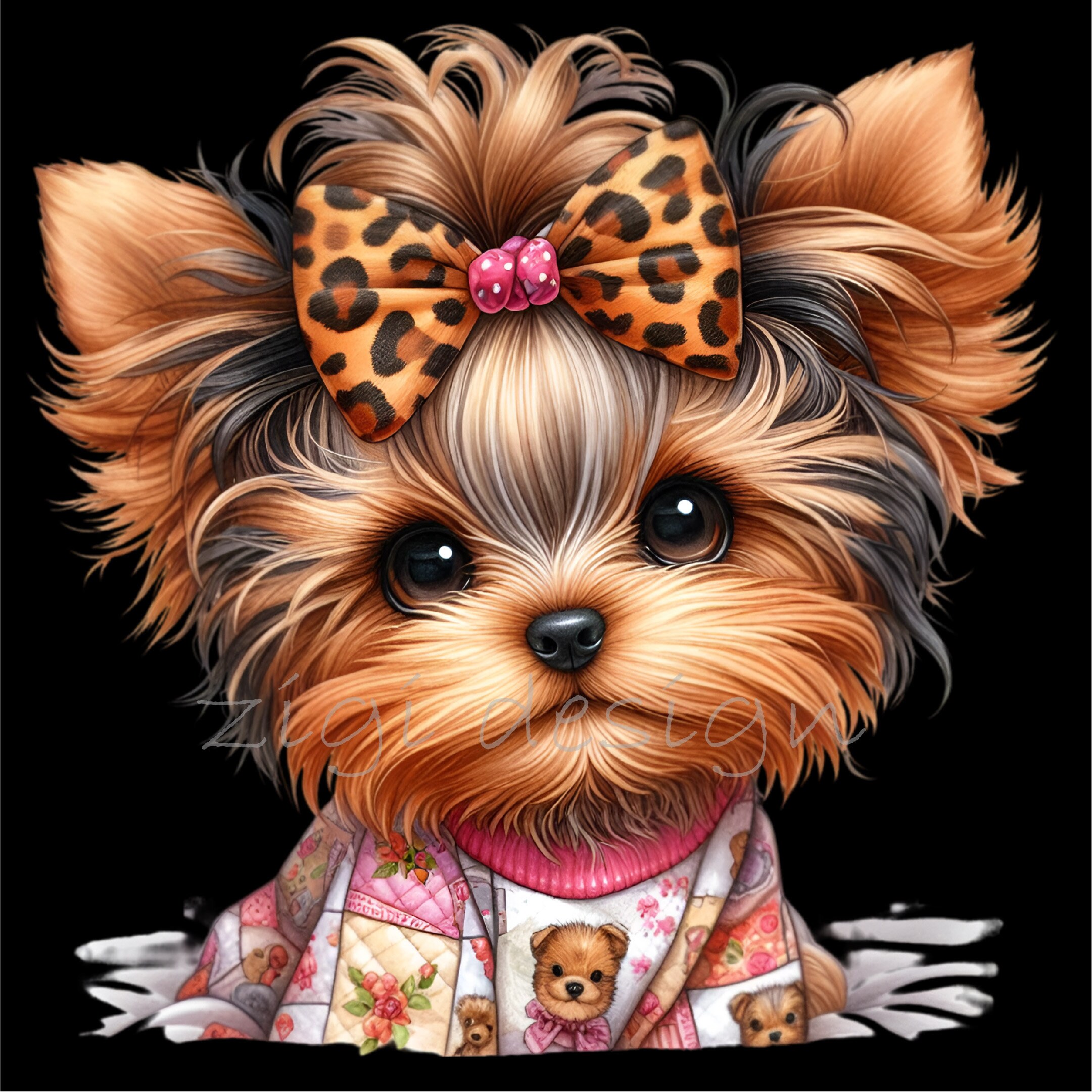 Shih Tzu Clipart, Leopard Bow Clip Art, 12 PNG Animal Print Cheetah Fur ...