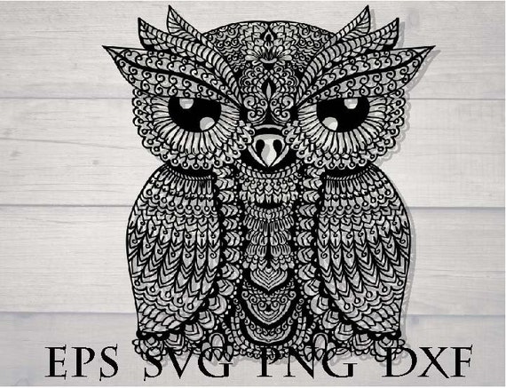 Download Owl Mandala Svg Vector Art Cricut Zentangle Detailed Etsy
