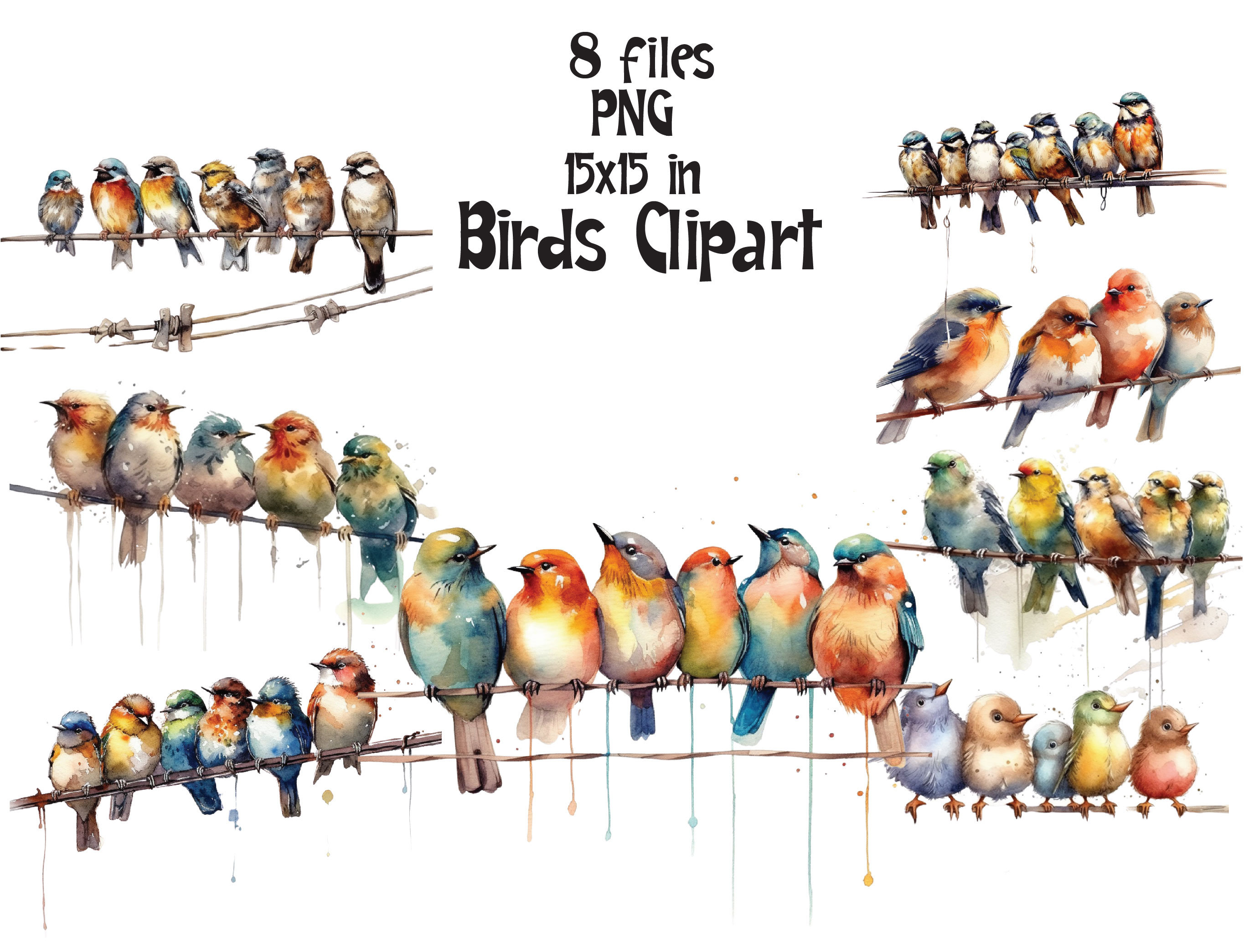 Birds on a Wire Art Etsy 