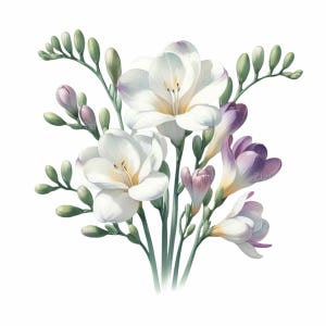 16 PNG Freesia Flowers Clipart, Elegante Bouquet Floreale PNG, Illustrazione Botanica Primaverile Download Digitale