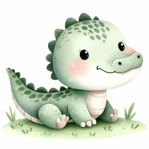 Baby Alligator Clipart PNG - 15 Illustrazione di rettile verde carino - Arte digitale di coccodrillo kawaii