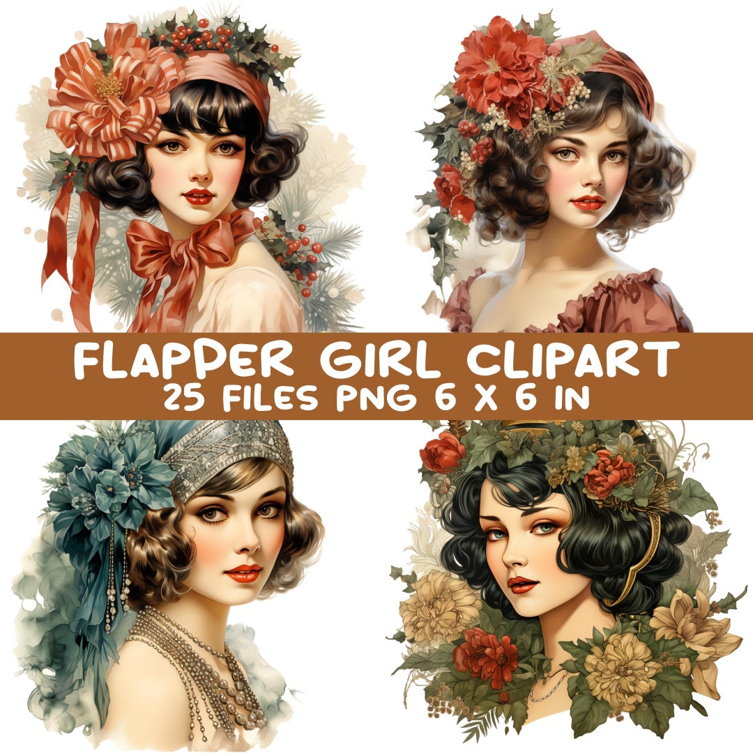 Flapper Girl Clipart Collection 1920s Vintage PNG Set Retro Women Art ...