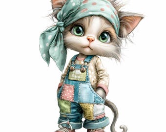 16 PNG Baby Kitten Clipart – Cute Cat PNG for Nursery Wall Art, Baby Shower Decor, Kids Stickers, Scrapbook Pages & Printable Crafts