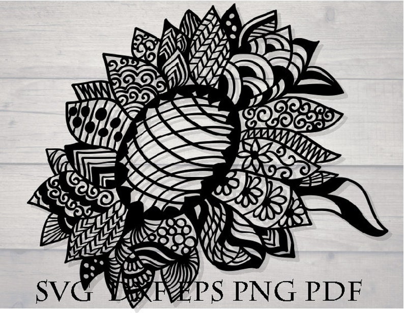 Download Sunflower svg file for cricut mandala zentangle | Etsy