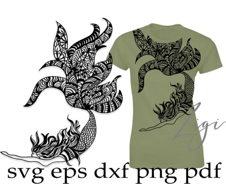 Download Mermaid mandala svg mermaid swimming svg mandela svg | Etsy