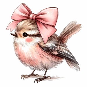 Image clipart oiseau rose PNG - Joli oiseau papillon PNG - Illustration d'oiseau chanteur girly pour décoration de chambre d'enfant, travaux manuels de printemps, cartes et autocollants de baby shower