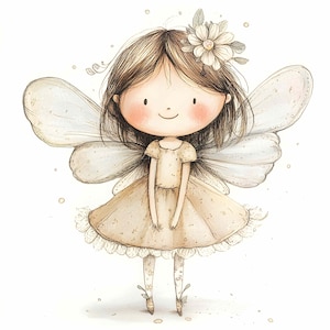 20 imágenes prediseñadas de linda hada con flores en formato JPEG: ilustración caprichosa del bosque: arte de fantasía en formato JPG