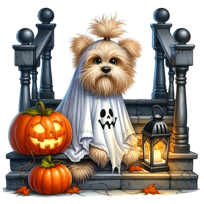 9 PNG Ghost Dog Scruffy Puppy Witch Hat Clipart, Spooky Pumpkin - Etsy