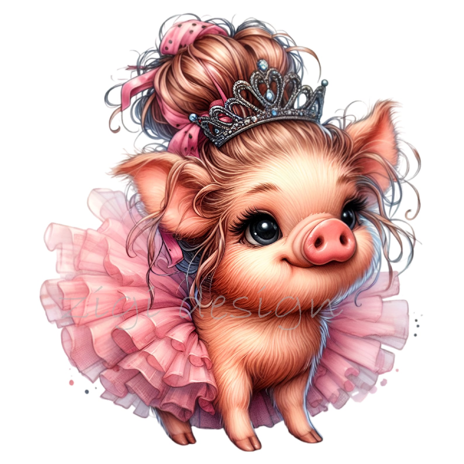 Princess Piglet 12 PNG Princess Piglet Clipart – Ballerina Pig in Tutu, Nursery Art - Etsy
