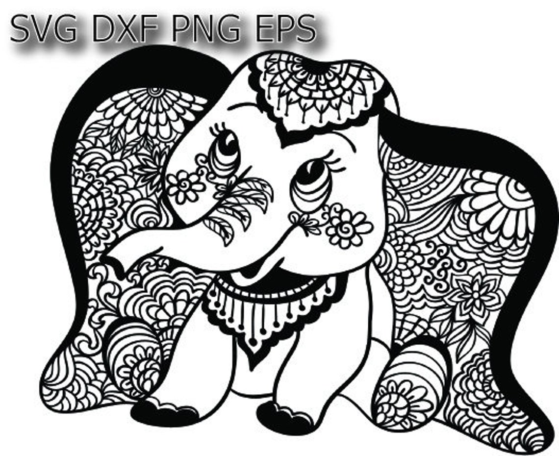 Download Floral elephant svg baby elephant dxf elephant birthday party | Etsy