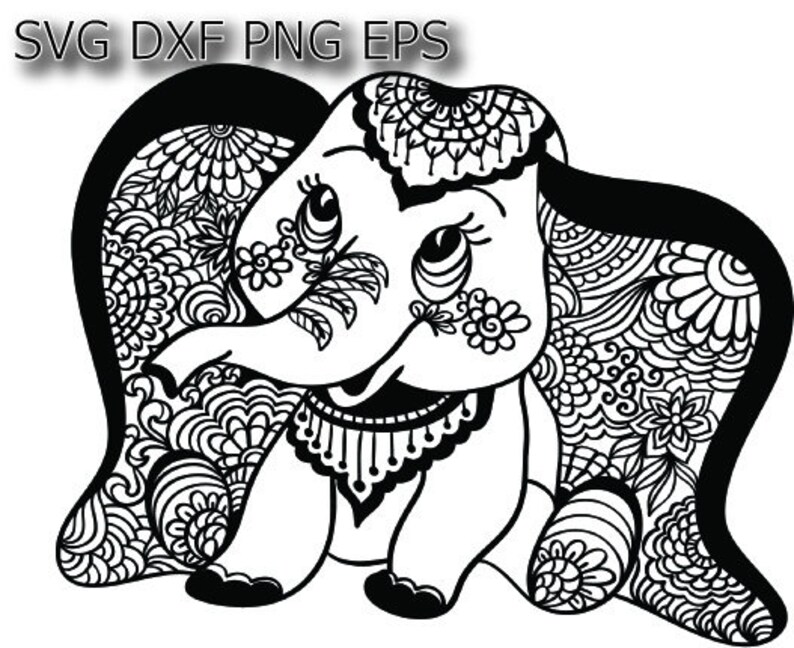 Download Floral Elephant Svg Baby Elephant Dxf Elephant Birthday Party Etsy