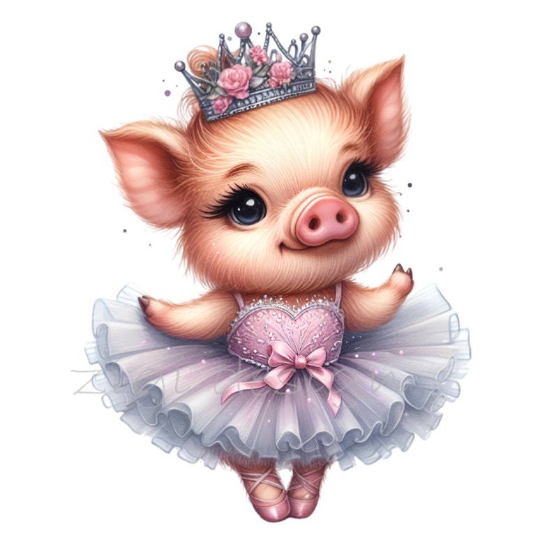 Princess Piglet 12 PNG Princess Piglet Clipart – Ballerina Pig in Tutu, Nursery Art - Etsy
