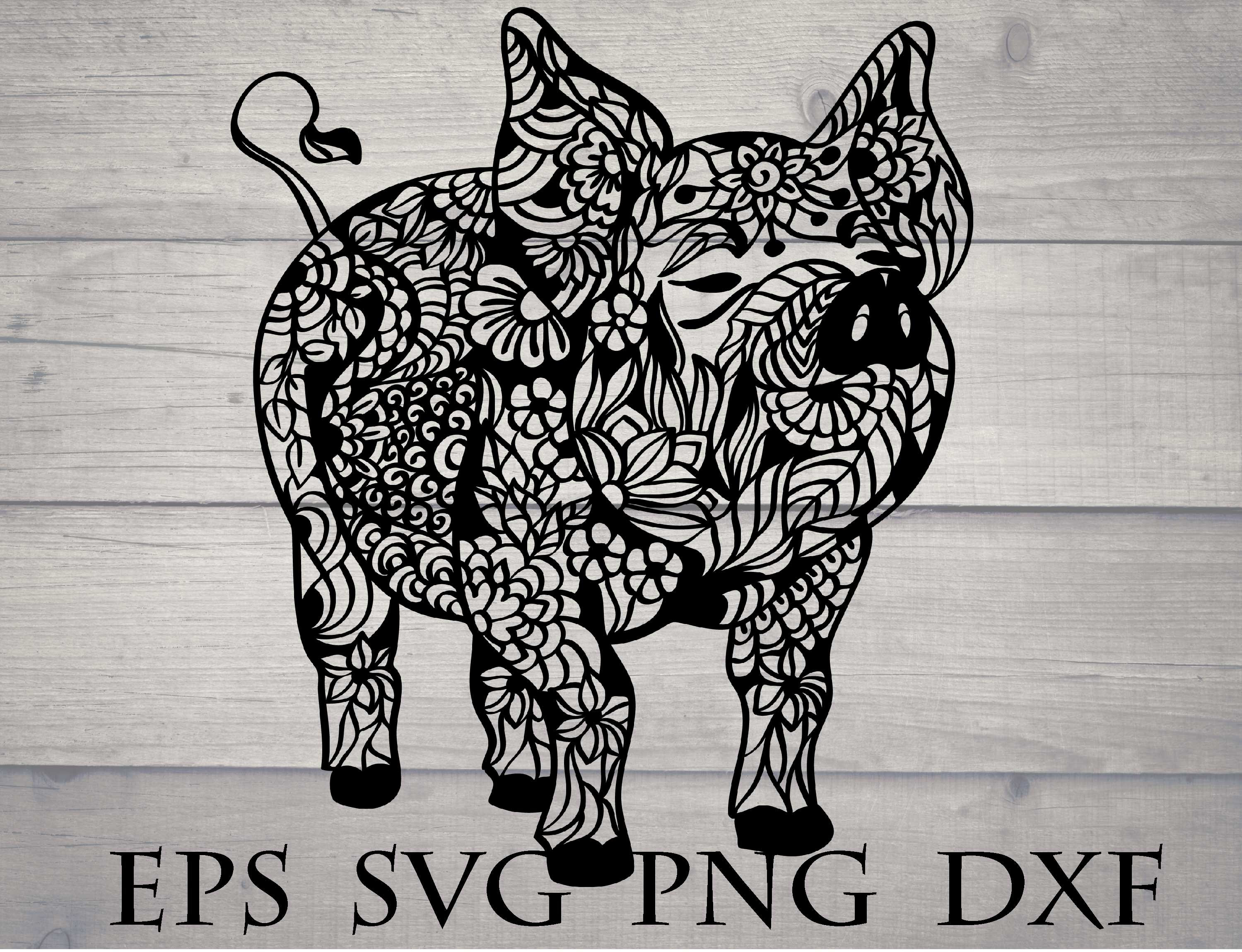 Download Zentangle Pig Svg Mandala Animal Svg Etsy