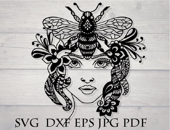 Download Woman Mandala Svg Bee Girl Floral Zentangle Honeybee Shirt Etsy