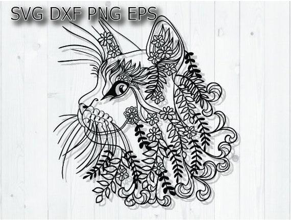 Download Cat Mandala Svg Zentangle Cat Svg Etsy