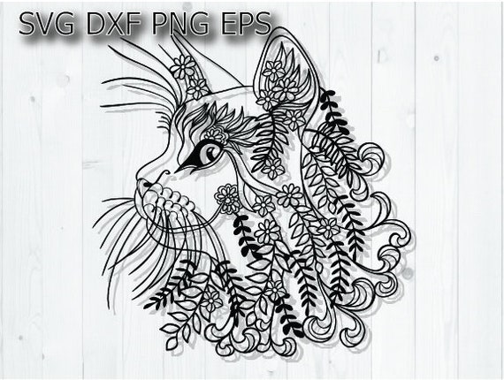 Cat Mandala Svg Zentangle Cat Svg Etsy