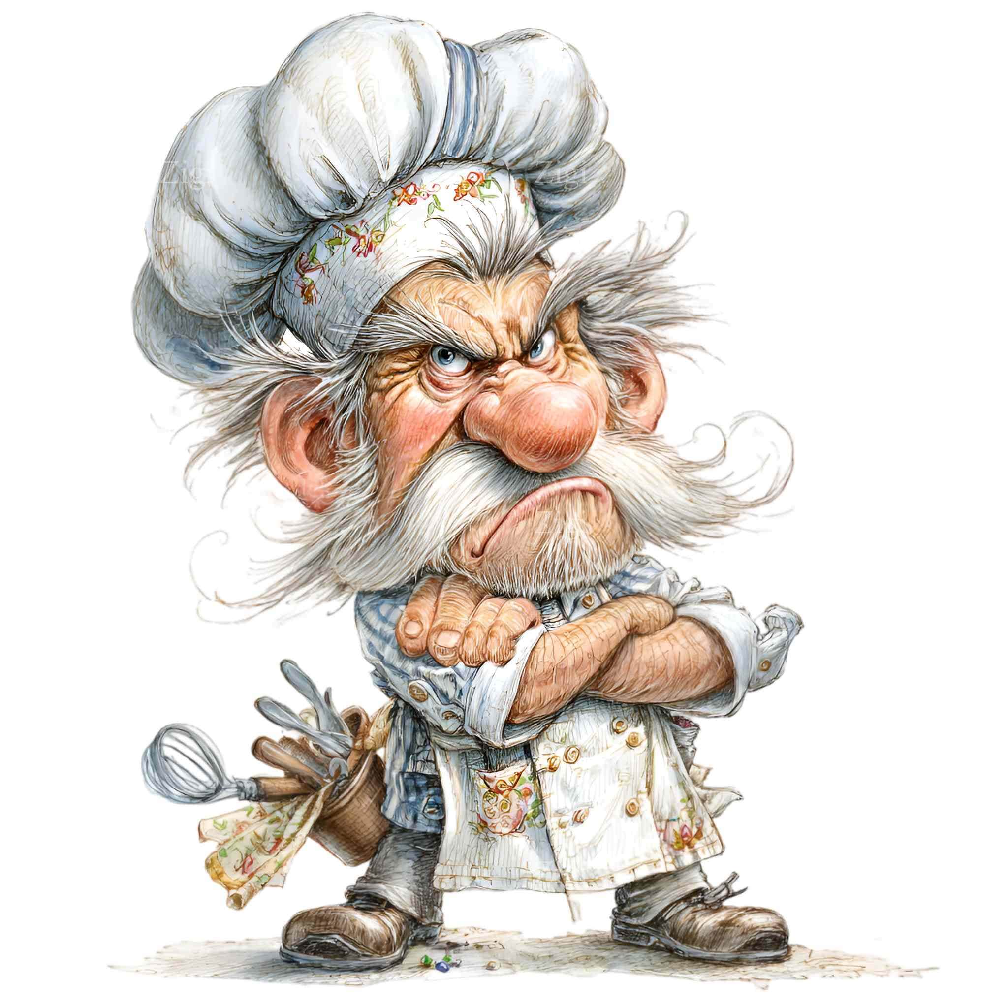Silly Chef Graphics 16 PNG Grumpy Chef Clipart, Funny Cook Sublimation, Italian Baker ...