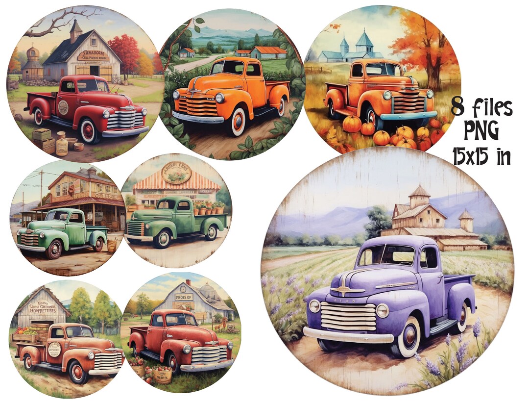 PNG Old Farm Truck Clipart - Etsy
