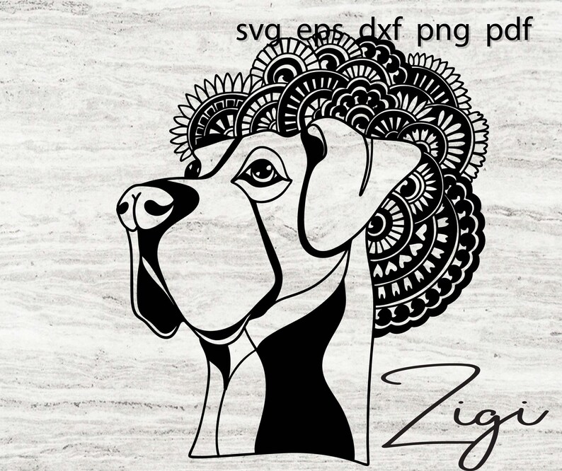 Download Great Dane svg dog head mandala vector png clipart | Etsy