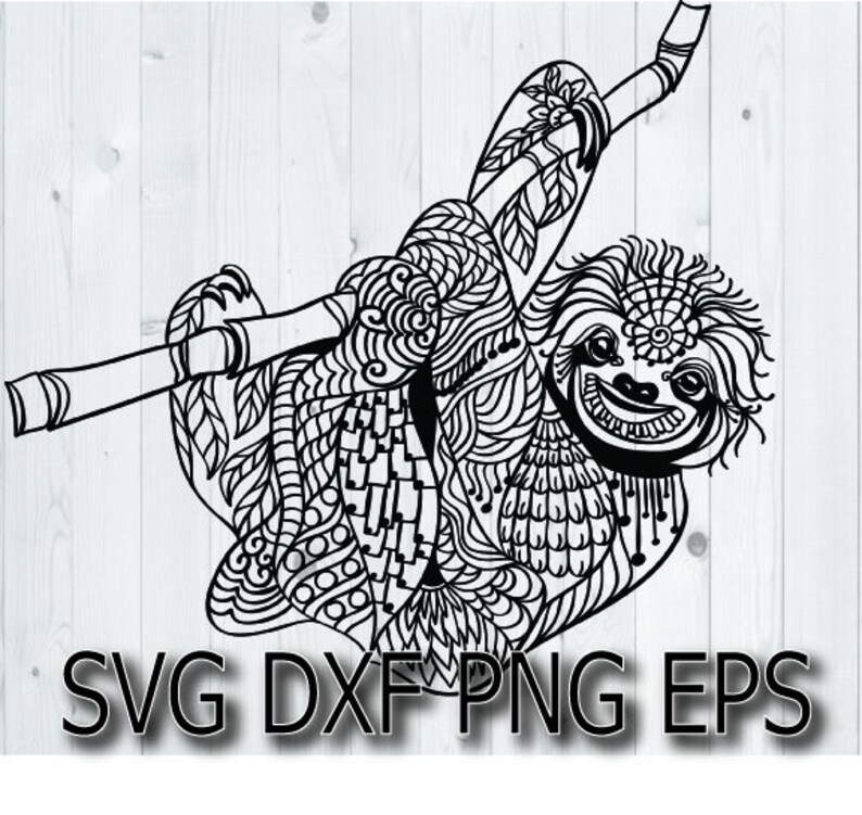 Download Sloth on branch svg floral mandala zentangle happy ...