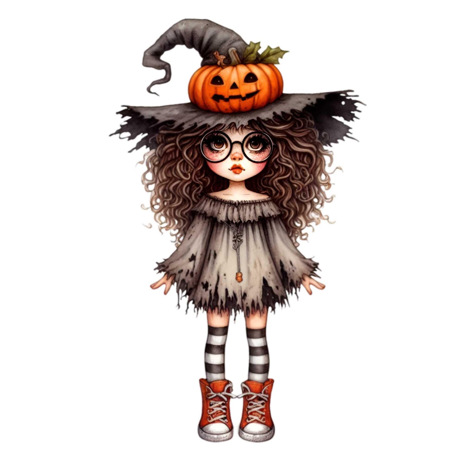 10 PNG Watercolor Witch Pumpkin Glasses Autumn Clipart - Etsy