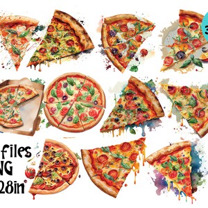 Watercolor Pizza Clipart PNG Sublimation - Etsy