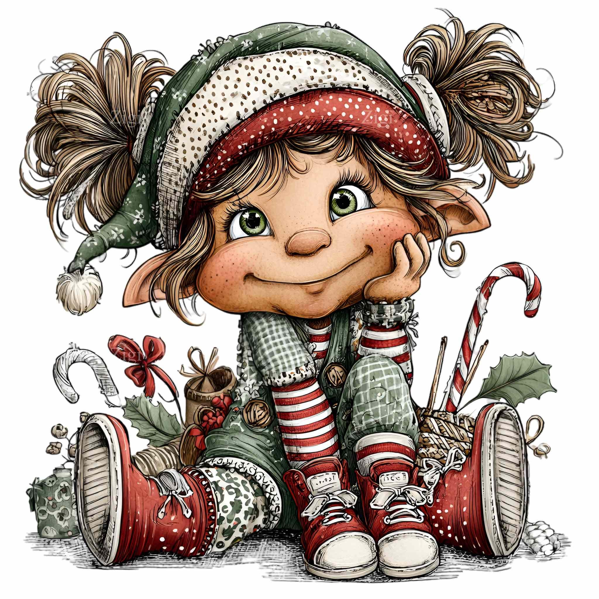 12 PNG Patchwork Elf Clipart – Whimsical Christmas Gnome - Etsy